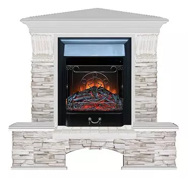 Комплект из электрокамина напольного и портала (122x83х109 см) Бостон К Мисхор угл. Majestic BL БКУ00115