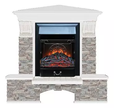 Комплект из электрокамина напольного и портала (122x83х109 см) Бостон К ГЦ угл. Majestic BL БКУ00079