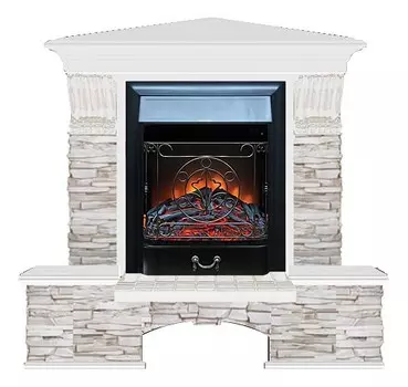 Комплект из электрокамина напольного и портала (122x83х109 см) Бостон К Мисхор угл. Majestic BL БКУ00119