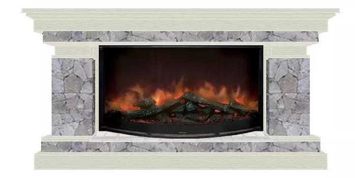 Комплект из электрокамина напольного и портала (143x45x80 см) Брайтон Марсель Rondo 86 БР000024