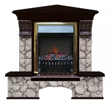 Комплект из электрокамина напольного и портала (122x83x109 см) Бостон К Карелия угл. Fobos BR БКУ00082