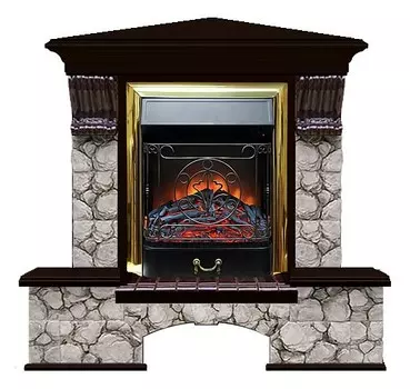 Комплект из электрокамина напольного и портала (122x83х109 см) Бостон К Карелия угл. Majestic BR БКУ00084