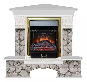 Комплект из электрокамина напольного и портала (122x83х109 см) Бостон К Карелия угл. Majestic BR БКУ00096