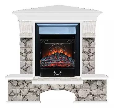 Комплект из электрокамина напольного и портала (122x83х109 см) Бостон К Карелия угл. Majestic BL БКУ00099