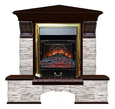 Комплект из электрокамина напольного и портала (122x83х109 см) Бостон К Мисхор угл. Majestic BR БКУ00108