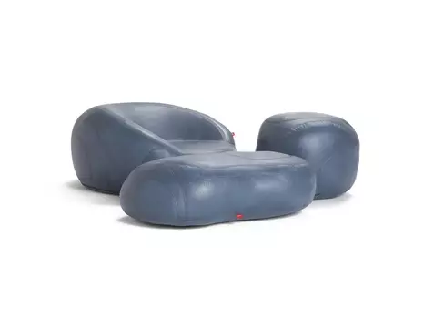 Комплект из бескаркасного кресла и пуфов-камней