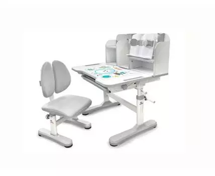 Комплект мебели (столик + стульчик) Mealux EVO Panda grey (белый, серый, 77)