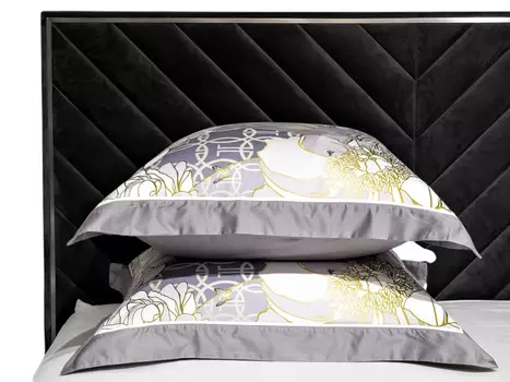 Комплект наволочек сатин принт Пионы серый 70*70(2шт)