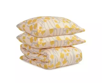 Комплект постельного белья горчичного цвета с принтом Полярный цветок Scandinavian touc (горчичный, 150)