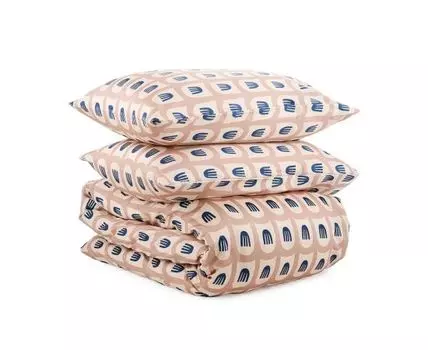 Комплект постельного белья из сатина с принтом из коллекции Cuts&Pieces,1,5 сп