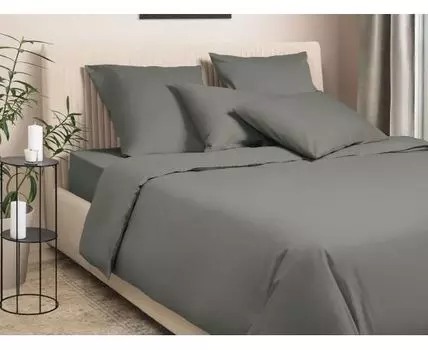 Комплект постельного белья Моноспейс сатин антрацит (светло-серый)