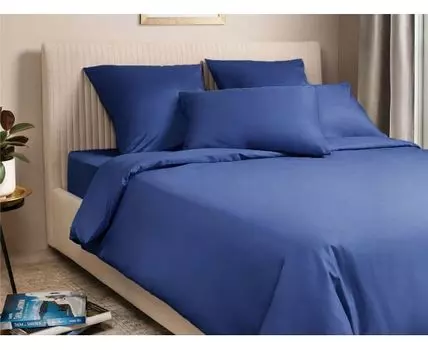 Комплект постельного белья Моноспейс сатин темно-синий (Голубой)