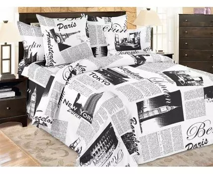 Комплект постельного белья Трип (Черно-белый)