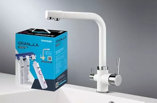 Комплект: Смеситель Granula GR-2015 арктик для кухни + Фильтр Granula ("Барьер ЭКСПЕРТ")