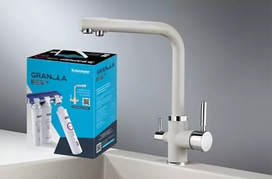 Комплект: Смеситель Granula GR-2015 базальт для кухни + Фильтр Granula ("Барьер ЭКСПЕРТ")