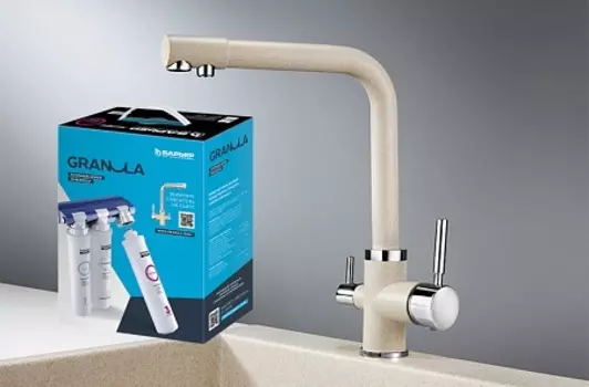Комплект: Смеситель Granula GR-2015 пирит для кухни + Фильтр Granula ("Барьер ЭКСПЕРТ")