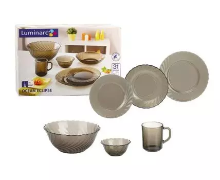 Комплект столовой посуды Оушен 31 предмет (прозрачный)