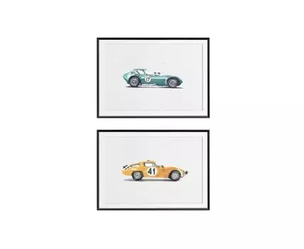 Композиция из постеров ALFA ROMEO, CHEVROLET RETRO