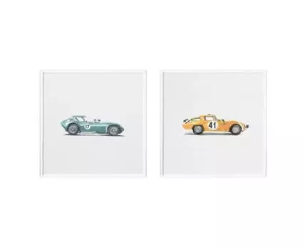 Композиция из постеров ALFA ROMEO, CHEVROLET RETRO