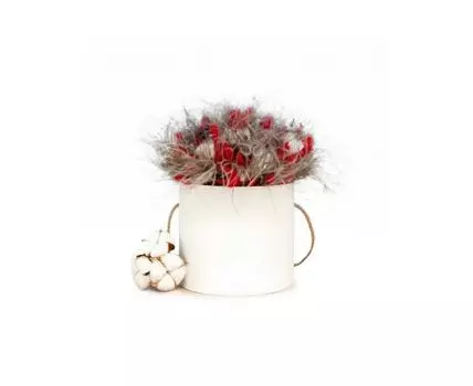 Композиция с хлопком в красно-белой гамме (белый, красный)