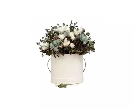 Композиция с лагурусом и лотосом (белый, зеленый, коричневый)