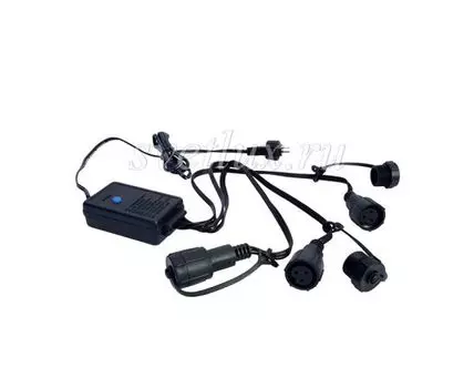 Контроллер для Cиликоновых Нитей 24В с Возможностью Управления и Тройным Разветвителем, Провод Черный Каучук, IP65