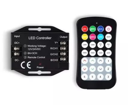 Контроллер для светодиодных лент RGB с радио пультом 2.4G 24A 12V 288W/ 24V 576W GS11351 Ambrella Light GS