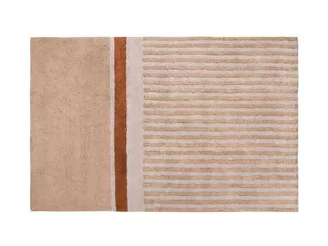 Ковер из хлопка с рисунком Tulip garden бежевого цвета Terra