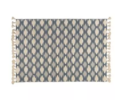 Ковер из хлопка синего цвета Argyle Ethnic