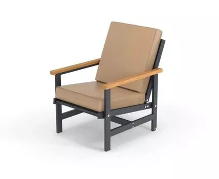 Кресло алюминиевое с деревянными подлокотниками Scandi