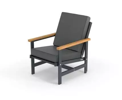 Кресло алюминиевое с деревянными подлокотниками Scandi