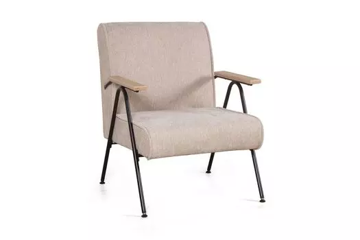 Кресло Andy с деревянными подлокотниками, шенилл Shantal beige