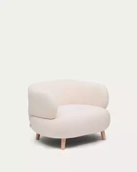 Кресло Luisa из экрю-букле с ножками из массива бука, 90 см