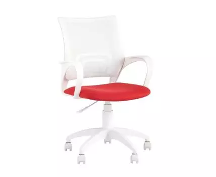 Кресло офисное TopChairs ST-BASIC-W красная ткань крестовина белый пластик