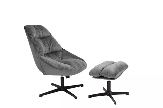 Кресло Оррелл серый с оттоманкой