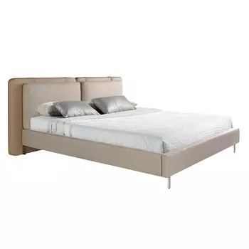 Кровать 7154/GC2220 из экокожи цвета норки и серой ткани