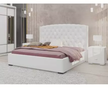 Кровать Dario Slim (190, Экокожа, Экокожа, Нет, 140, Белый, НМо-0954200)