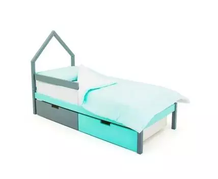 Кровать-домик мини Svogen графит-мятный (мятный)