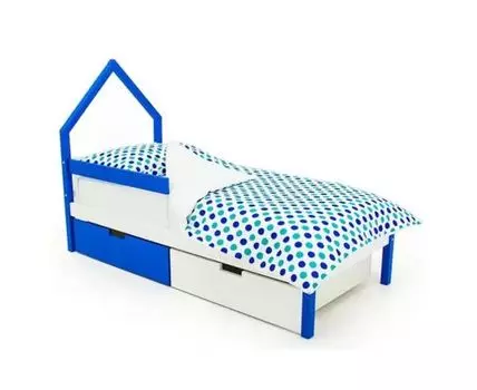 Кровать-домик мини Svogen сине-белый (Белый)