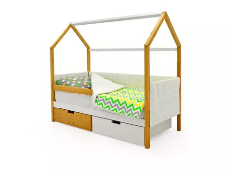 Кровать-домик мягкая Svogen дерево-белый