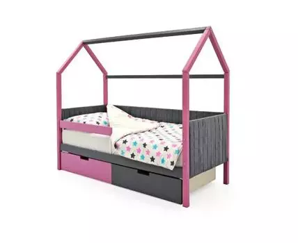 Кровать-домик мягкая Svogen лаванда-графит