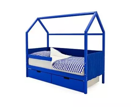 Кровать-домик мягкая Svogen синий