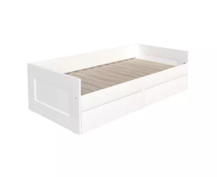 Кровать двухспальная СИРИУС раздвижная с ящиками для хранения, с ортопедическим основанием 90/180х200 белого цвета