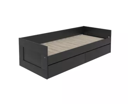 Кровать двуспальная СИРИУС раздвижная шириной 80(160) см, с ортопедическим основанием Лурой и двумя выдвижными ящиками, цвет Дуб Венге