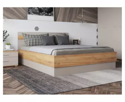 Кровать Кассандра 160х200 дуб крафт золотой / кашемир