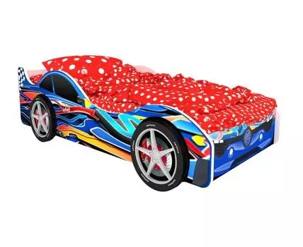 Кровать-машина Барселона (50, 170, С подсветкой дна, Односпальные, Кровати-машинки, Синий, 75)