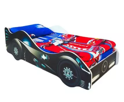 Кровать-машина Бэтмобиль (50, 170, С подсветкой дна, Односпальные, Кровати-машинки, Черный, 75)