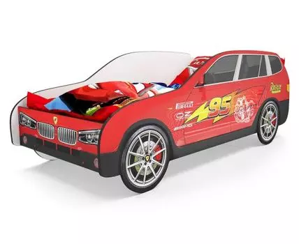 Кровать-машина БМВ Х5 (75, 184, Без подсветки, Односпальные, Кровати-машинки, Красный, 84)