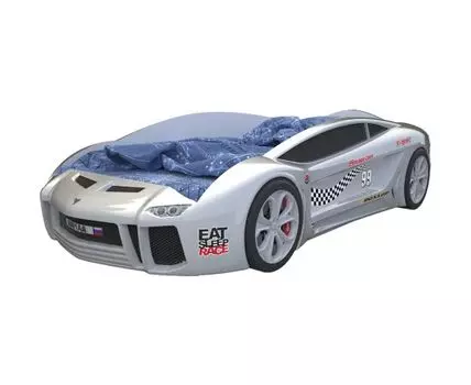 Кровать-машина Ламба Некст (49, 174, С подсветкой дна, Односпальные, Кровати-машинки, Белый, 105)