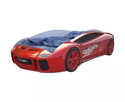 Кровать-машина Ламба Некст (49, 174, С подсветкой дна, Односпальные, Кровати-машинки, Красный, 105)